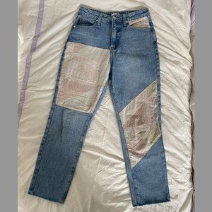 Flower Patchwork Strait Leg Jeans